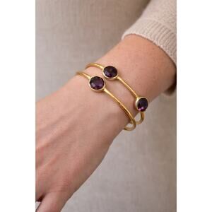 Julie Vos Gold Bangles Size M Set of 
2 Purple Stackable Bracelets Boho Layered